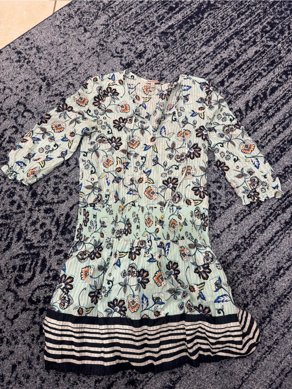 Juicy Couture Mint Floral Dress with Black Accents